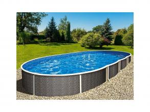 Azuro Frame De Luxe 5,5 x 3,7 x 1,2m mély medence, rattan minta, 0.5 mm lagoon kék fóliával