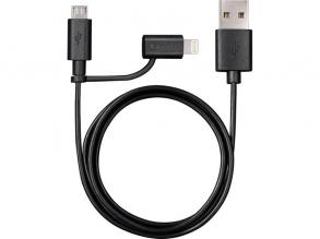 Varta 57943101401 1m 2in1 USB - microUSB/Lightning fekete adat- és töltőkábel