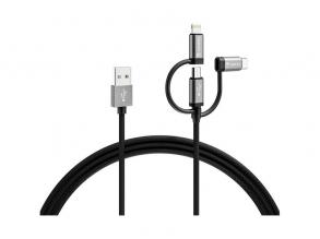 Varta 57937101111 2m 12W 3in1 USB A - Lightning/microUSB/Type C adat- és töltőkábel
