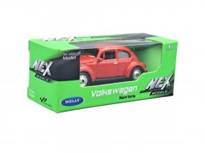 Welly: Volkswagen Bogár piros kisautó modell 1/64
