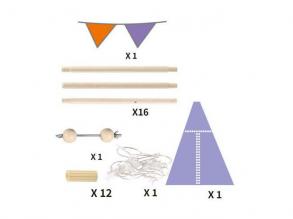 Luxus tipi sátor kék színben, fényekkel, 128 cm