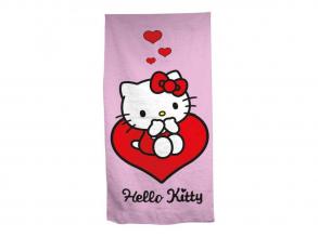 Hello Kitty strandtörölköző szív alakú - 70 x 140 cm