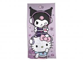 Hello Kitty és Kuromi strandtörölköző - 70x140 cm