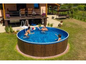 Azuro De Luxe fa borítású 3,6*1,2 m-es medence fólia nélkül, szkimmer nyílással