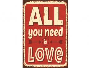 PF All you need is Love 20x30 cm-es retro dekor fémtábla