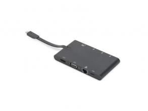 Digitus DA-70865 USB-C utazó 9 portos univerzális notebook dokkoló állomás