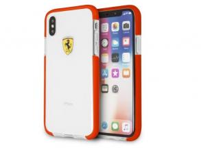 Ferrari iPhone X fényes, átlátszó kemény piros tok