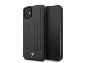 BMW iPhone 11 Pro Max csíkos fekete kemény bőrtok