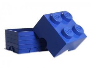 Lego 4-es kocka elem kialakítású tároló 25*25*18 cm-es kék