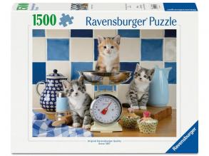 Puzzle 1500 db - Kismacskák a konyhában
