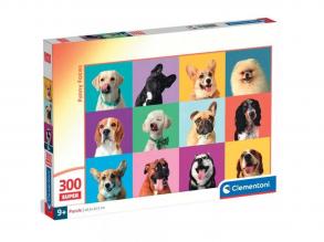 Vidámy kutyapofik 300 db-os puzzle - Clementoni