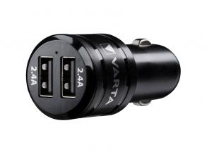 Varta 57931101401 4,8A univerzális 2xUSB fekete autós töltő Micro USB kábellel