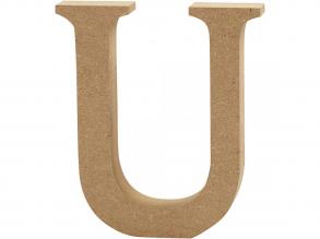 Natúr U betű MDF fából - 13 cm - 1 db