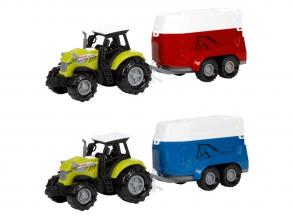Ackers Ville traktor utánfutóval, fénnyel és hanggal, 10 cm, többféle, 1 db