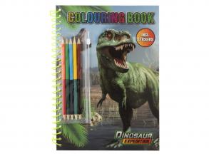 Dinoszaurusz kifestőkönyv színes ceruzákkal