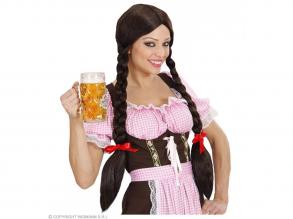 Gretel barna paróka, hosszú fonott copfokkal