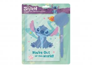 Luna: Disney Stitch Titkos napló lakattal és pom-pomos tollal 12x18cm 60 lapos