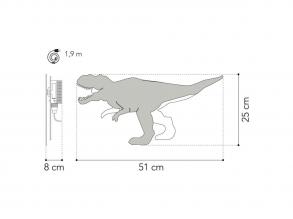 Dino fali lámpa T-Rex - fa, 51 x 26 x 8 cm