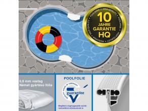 Acélfalú nyolcas alakú Poolsana HQ magas minőségű 4,7 x 3,0 x 1,2 méteres medence szürke színű 0,8 mm-es fóliával aluminium akasztós szegéllyel