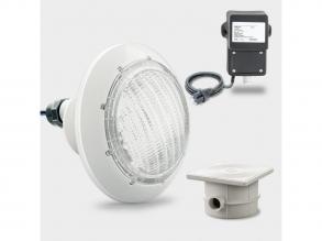 1 db COMPACT LED medence spotlámpa, fehér, 40 W, biztonsági transzformátorral és kábeldobozzal | Fehér borítás