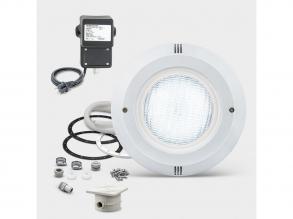 1 darabos POOLSANA PROFI medence spotlámpa szett 20 W-os fehér LED izzóval + transzformátorral + kábelaljzattal