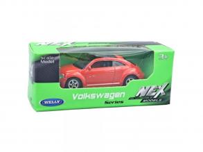 Welly: Volkswagen Bogár modern piros kisautó modell 1/64